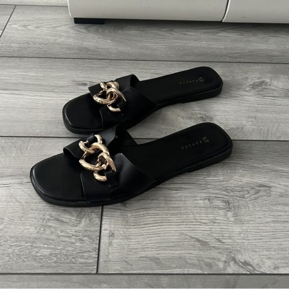 Rouge Black and Gold Chain Slide Sandals🌴 - Picture 2 of 7